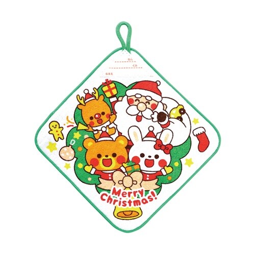 ループ付きタオル 小 ハッピークリスマス