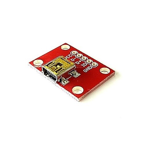 USBミニBコネクタ・ピッチ変換基板 S