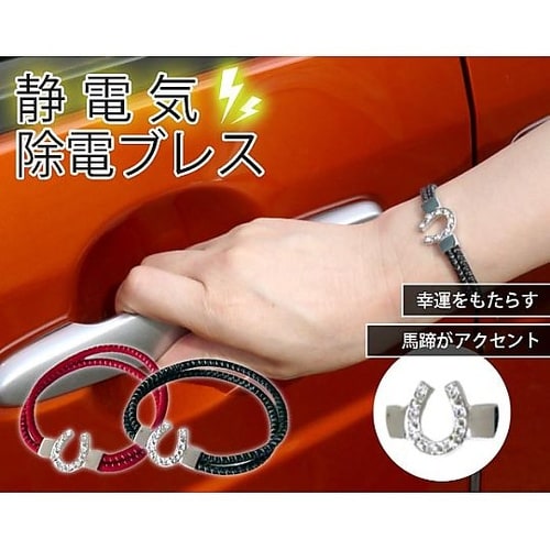 静電気除電ブレス Wリング馬蹄レッド