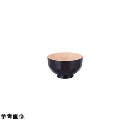 TA)φ105木調亀甲汁椀 黒/木肌摺り
