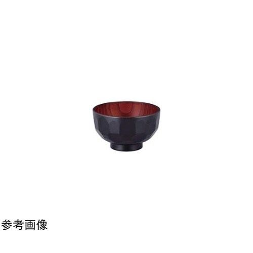 TA)φ110木調亀甲汁椀 黒/紅摺り