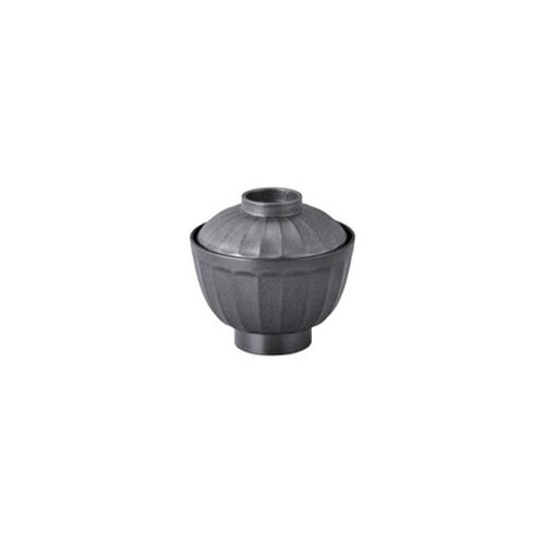 TA)3.6寸菊割吸物椀 グレー乾漆内黒