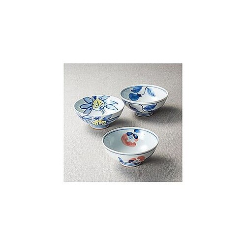 波佐見焼 古伊万里写絵色彩手染 茶漬3客