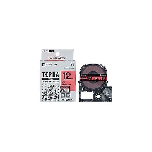 テプラPROテープ強粘着 12mm 赤