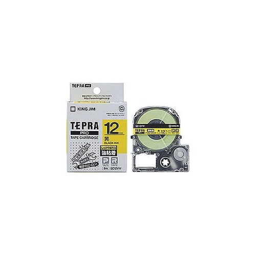 テプラPROテープ強粘着 12mm 黄