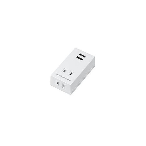 両挿しUSBフロントタップ2個口ホワイト
