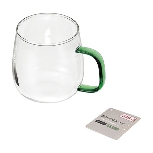耐熱ガラスマグ 500mL グリーン 1