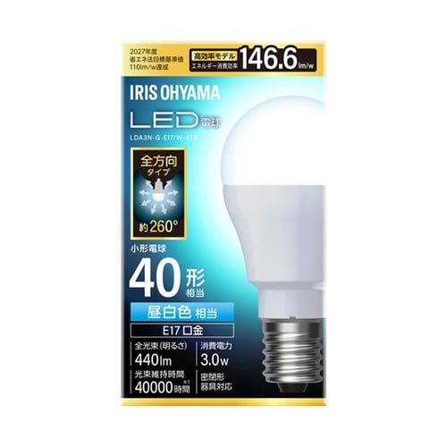 LED電球 E17 全方向 40形相当