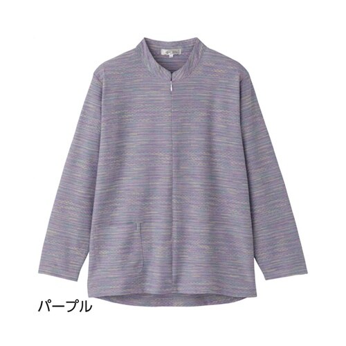 婦人 ロングファスナーTシャツ パープル