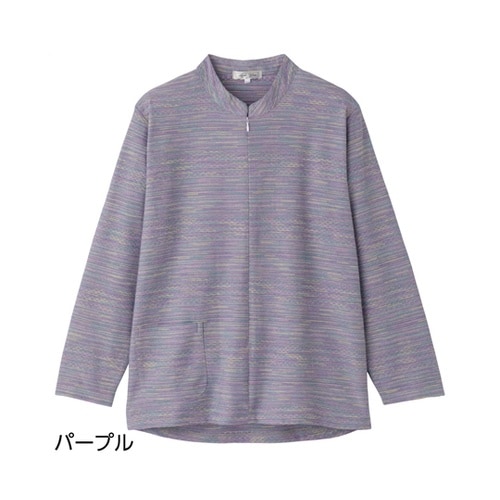 婦人 ロングファスナーTシャツ パープル