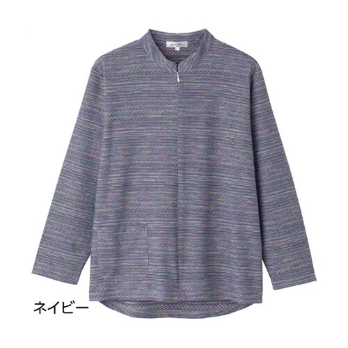 婦人 ロングファスナーTシャツ ネイビー