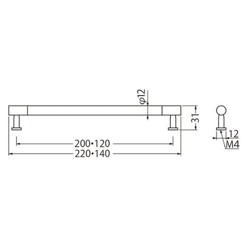 HC−19ハンドル120クリア消クローム