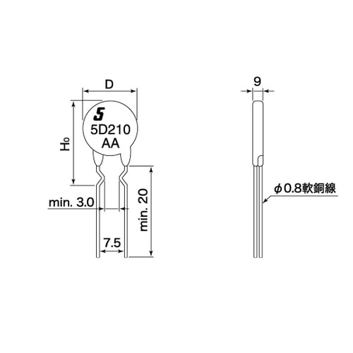 サーミスタ NTC 5Ω 1袋(10個入
