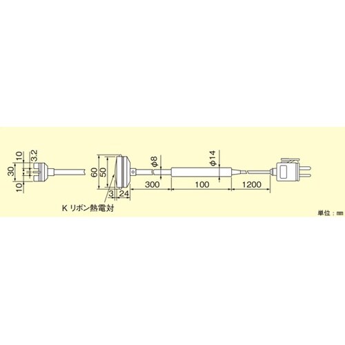 温度センサ ローラ圧着高温形 K熱電対