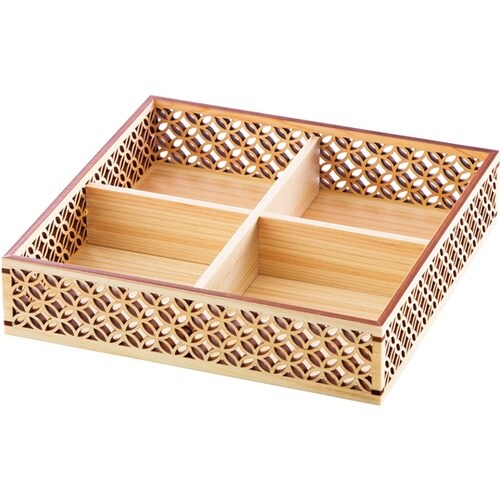 ひのき細密盛器 七宝 四ツ切 27578