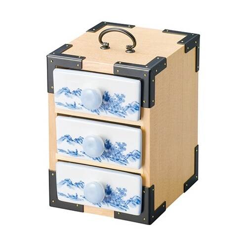 三段弁当(白木・山水) 27020