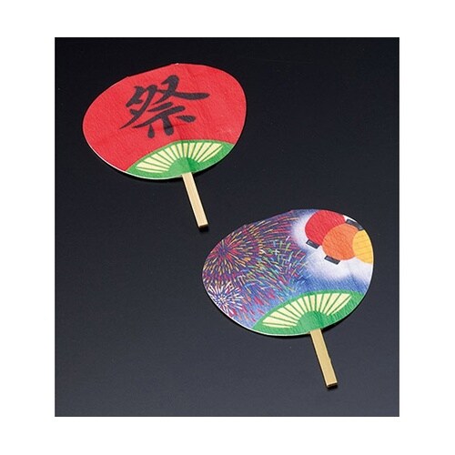 飾りミニうちわ(両面PPラミ)祭/花火(