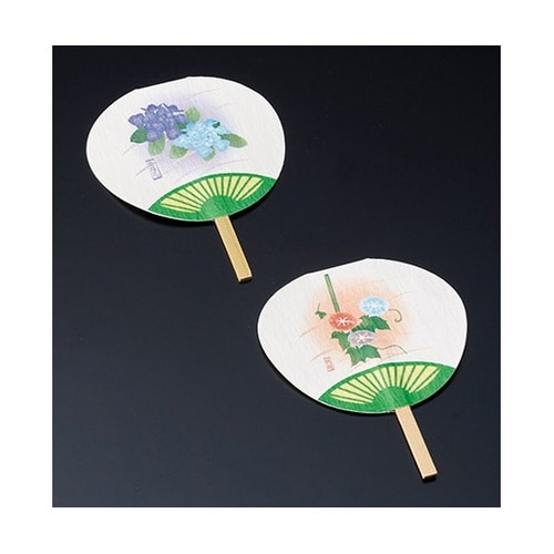 飾りミニうちわ(両面PPラミ)紫陽花/朝