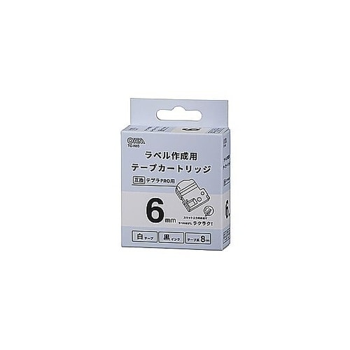 テプラ互換ラベル 白テープ 黒文字 幅6