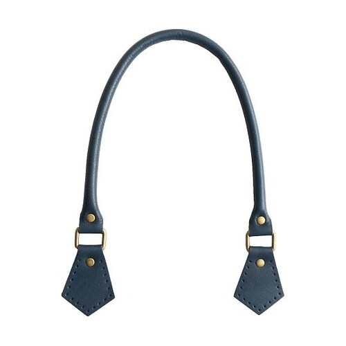 五角 本革持ち手 ネイビー 約44cm