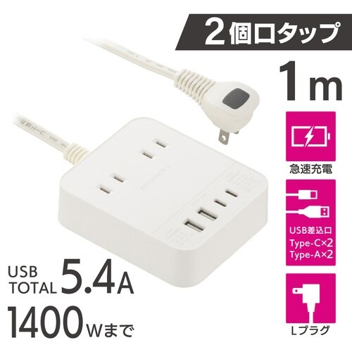 2口1mタップPD30W2C2A