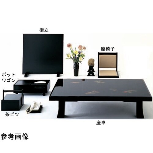 扇面沈金シリーズ 衝立メラミン黒木目 1
