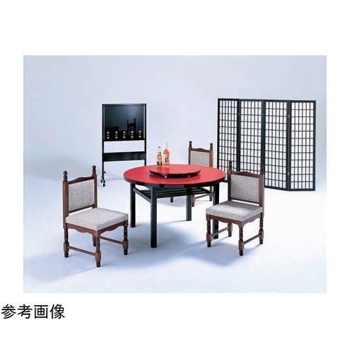 丸メラミン朱 中華テーブル 木製棚付脚