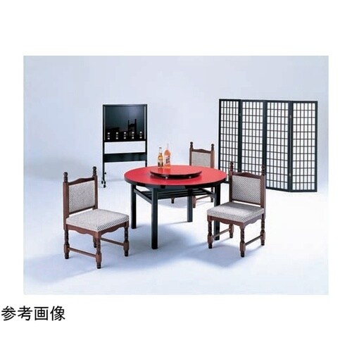 丸メラミン朱 中華テーブル 木製棚付脚