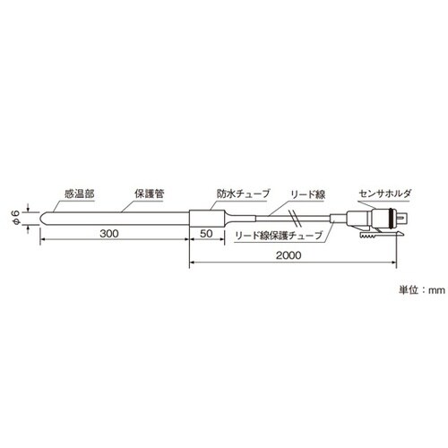 金属保護管付温度センサ 50ー150℃