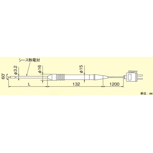 温度センサ 針状形 K熱電対 300mm