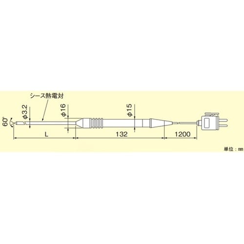 温度センサ 針状形 T熱電対 300mm