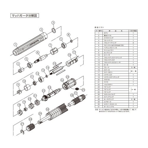マイクログラインダ部品/ゼム 適応機種: