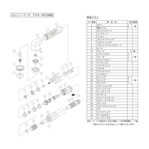 マイクログラインダ部品/ゼム 適応機種: