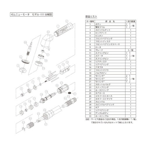 マイクログラインダ部品/ゼム 適応機種: