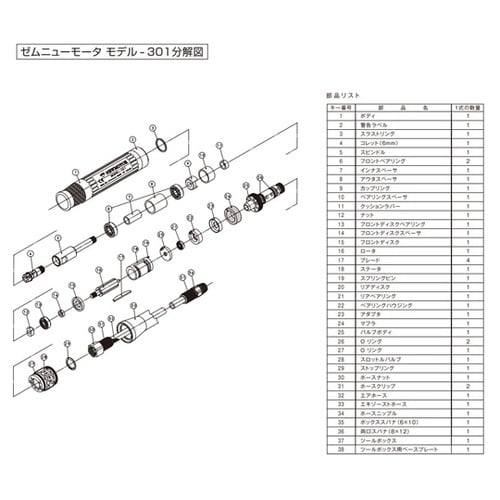 小型エアグラインダ部品/ゼム 適応機種: