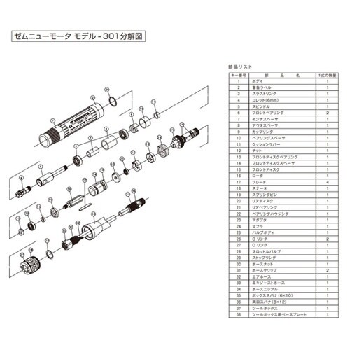 小型エアグラインダ部品/ゼム 適応機種: