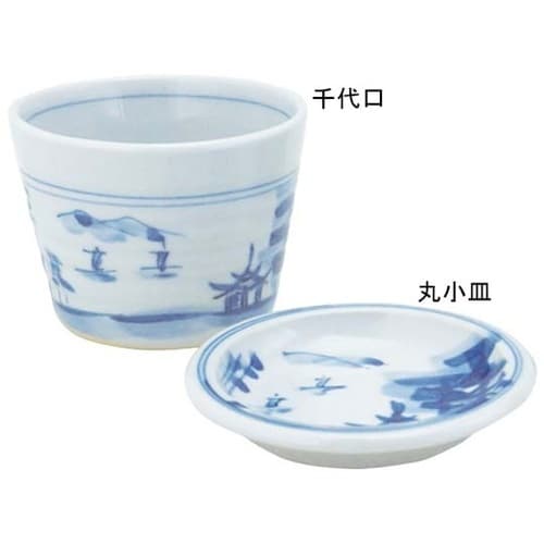 古染山水そば 丸小皿 102−10010