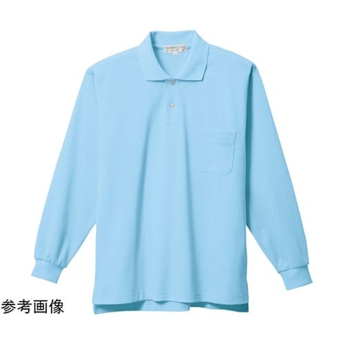 長袖ポロシャツ サックス 裏綿素材 L