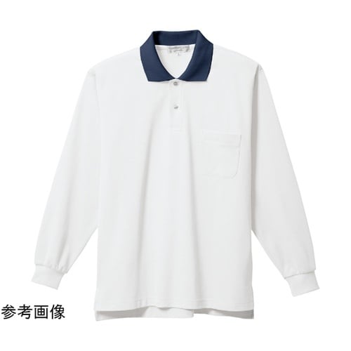 長袖ポロシャツ ホワイト×ネイビー M