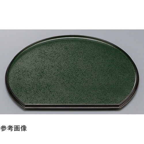 尺3 新半月両面盆 緑天黒クリアータタキ