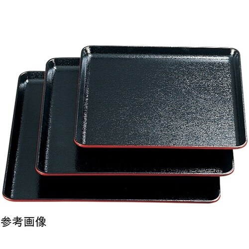 耐熱FRP)尺2 木目角盆 黒渕朱SL