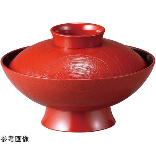 6寸 桐杢煮物椀 朱無地 内黒 3004