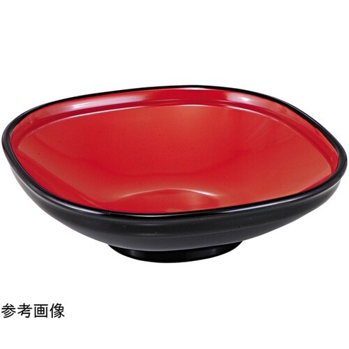 6.5寸 角ふるさと鉢 黒内朱 4502