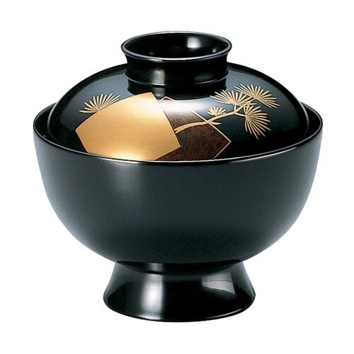 3.6寸 京型椀 色紙松(手塗漆、磨蒔絵