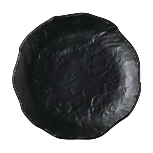 クレーター丸皿 黒マット 25.5cm