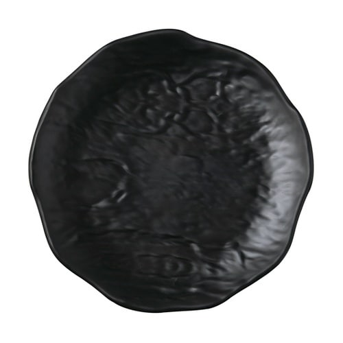 クレーター丸皿 黒マット 30.0cm