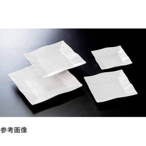 メラミン 30cm 筋彫角盛皿 ホワイト
