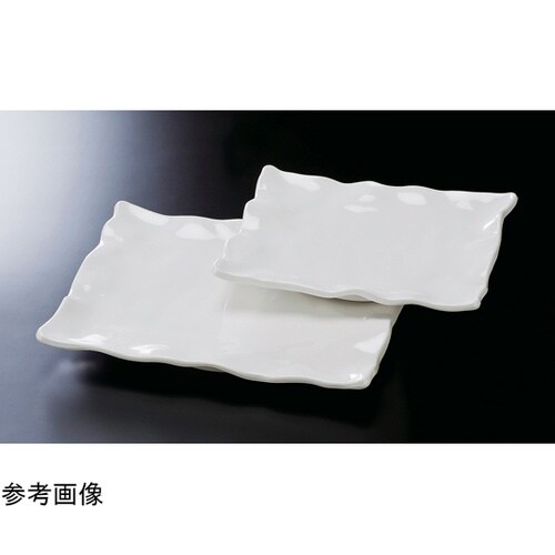 メラミン 44cm 波渕長角盛皿 ホワイ