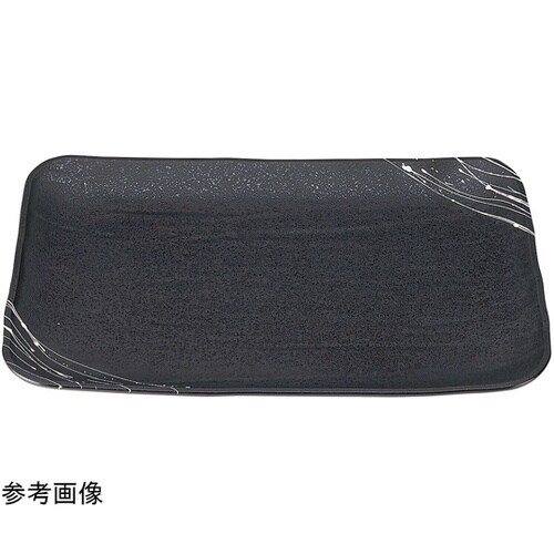 8寸 長角大宝盛皿 黒タタキ白乱糸(裏黒