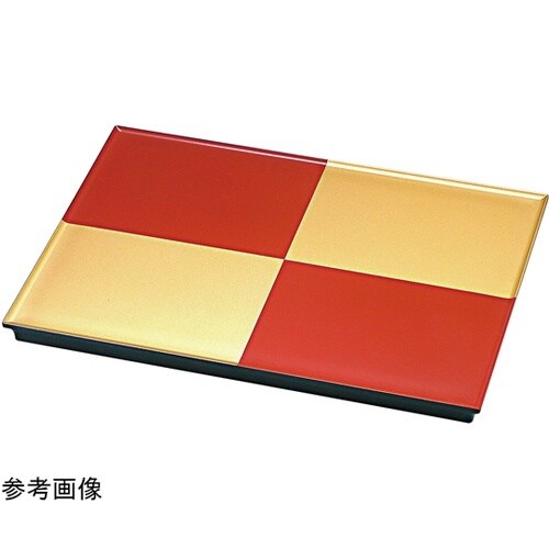 33cm 長角フラットプレート 朱金市松